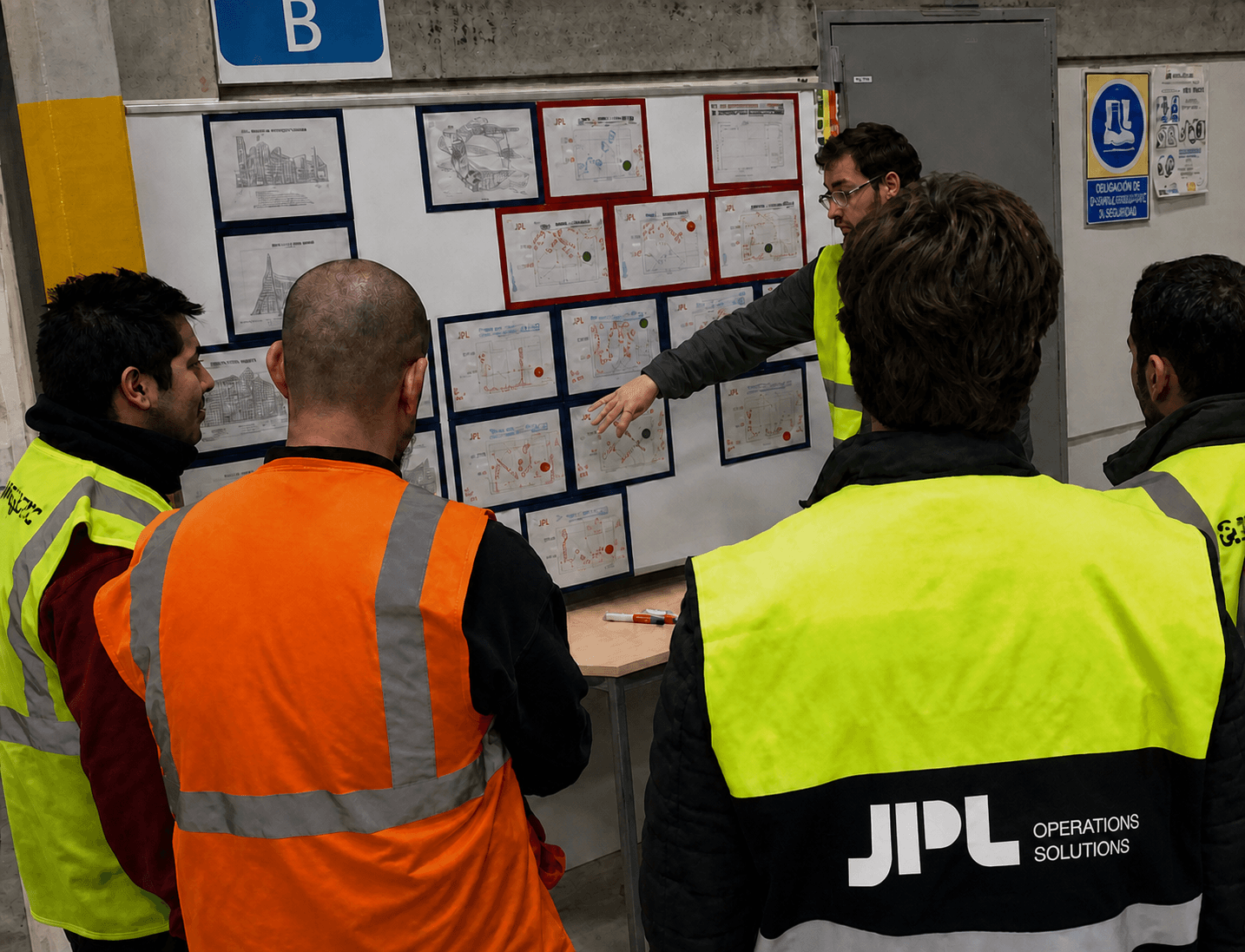 Equipo de operaciones revisando acciones de mejora en planta